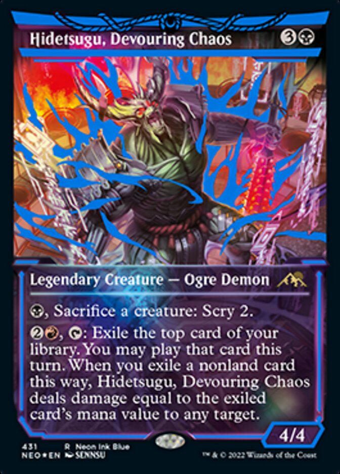 Hidetsugu, Devouring Chaos (Neon Ink Blue) [Kamigawa: Neon Dynasty] | Fandemonia Ltd