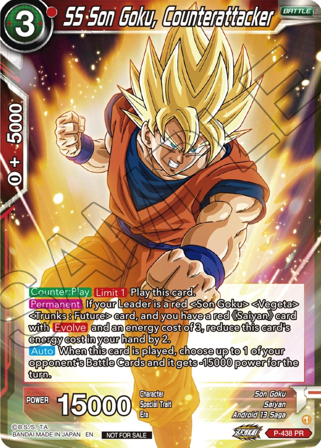 SS Son Goku, Counterattacker (Zenkai Series Tournament Pack Vol.2) (P-438) [Tournament Promotion Cards] | Fandemonia Ltd