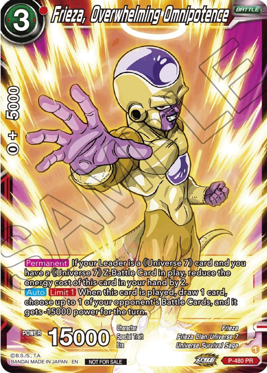 Frieza, Overwhelming Omnipotence (Zenkai Series Tournament Pack Vol.3) (P-480) [Tournament Promotion Cards] | Fandemonia Ltd