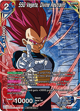 SSG Vegeta, Divine Restraint (Unison Warrior Series Boost Tournament Pack Vol. 7 - Winner) (P-376) [Tournament Promotion Cards] | Fandemonia Ltd