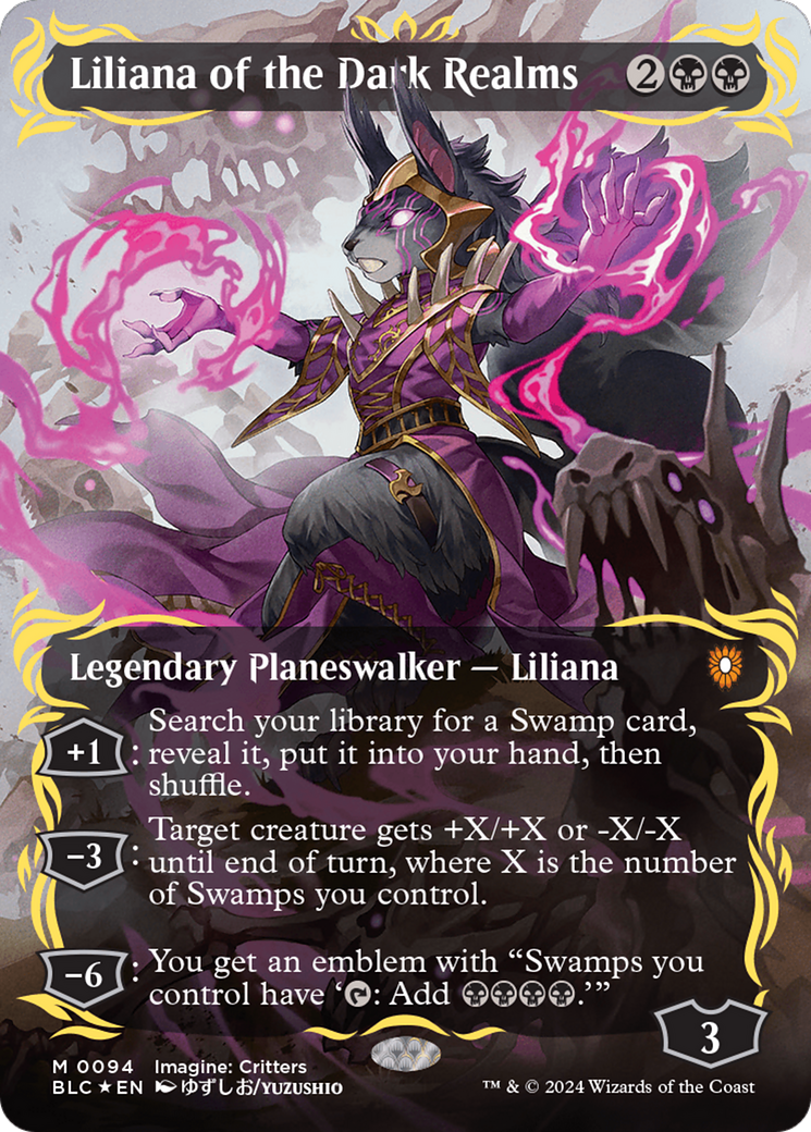 Liliana of the Dark Realms (Borderless) (Raised Foil) [Bloomburrow Commander] | Fandemonia Ltd