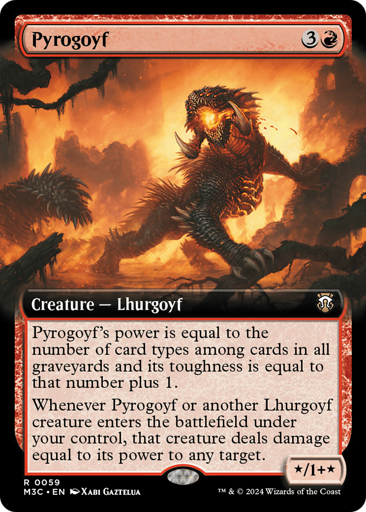 Pyrogoyf (Extended Art) (Ripple Foil) [Modern Horizons 3 Commander] | Fandemonia Ltd