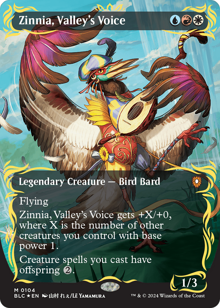 Zinnia, Valley's Voice (Borderless) (Raised Foil) [Bloomburrow Commander] | Fandemonia Ltd