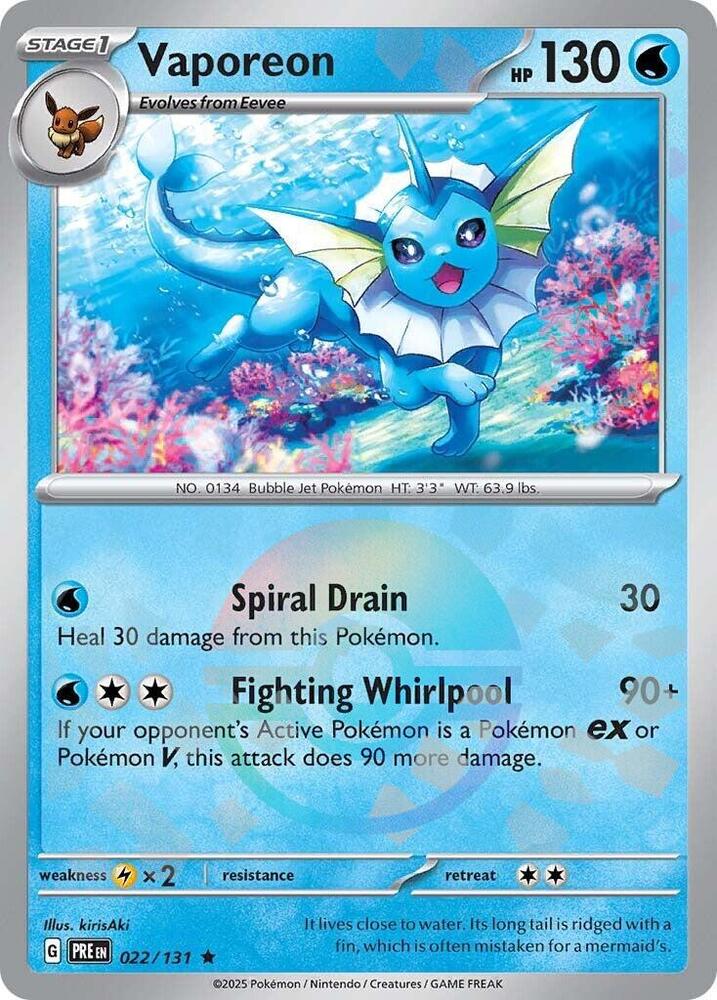 Vaporeon (022/131) (Poke Ball Pattern) [Scarlet & Violet: Prismatic Evolutions] | Fandemonia Ltd