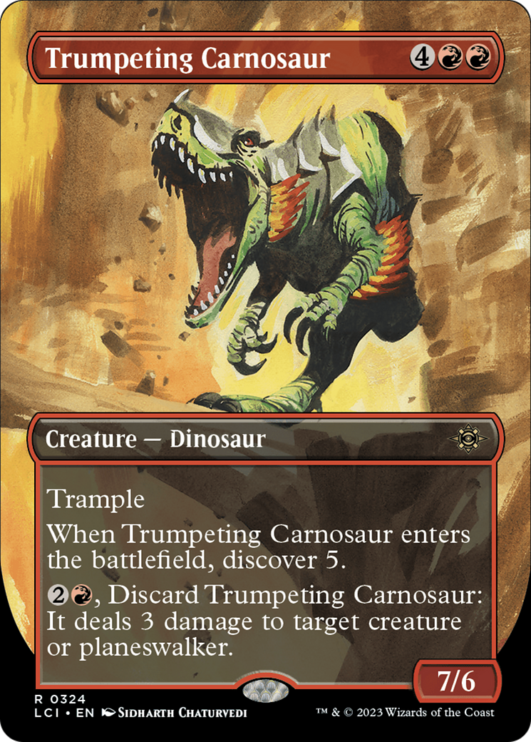 Trumpeting Carnosaur (Borderless) [The Lost Caverns of Ixalan] | Fandemonia Ltd