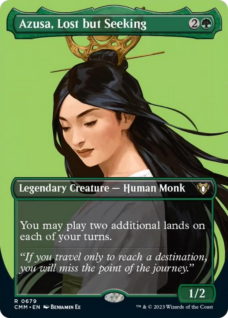 Azusa, Lost but Seeking (Borderless Profile) [Commander Masters] | Fandemonia Ltd