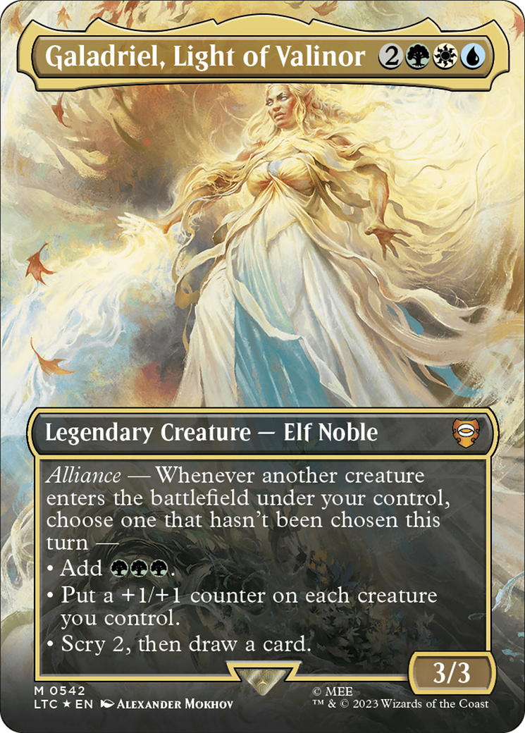 Galadriel, Light of Valinor (Borderless) (Surge Foil) [The Lord of the Rings: Tales of Middle-Earth Commander] | Fandemonia Ltd