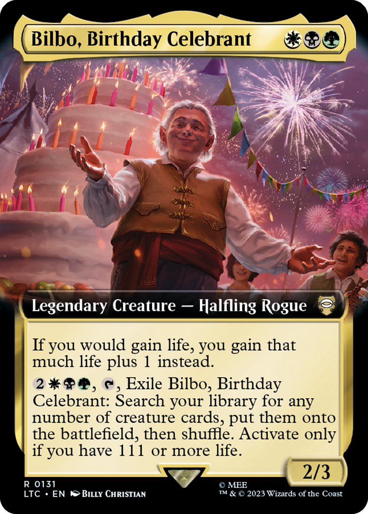 Bilbo, Birthday Celebrant (Extended Art) [The Lord of the Rings: Tales of Middle-Earth Commander] | Fandemonia Ltd