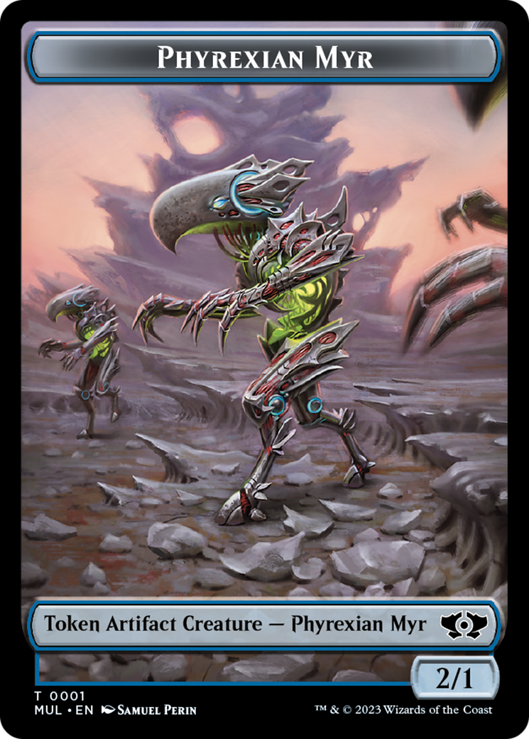 Phyrexian Myr // Teferi's Talent Emblem Double-Sided Token [March of the Machine Tokens] | Fandemonia Ltd