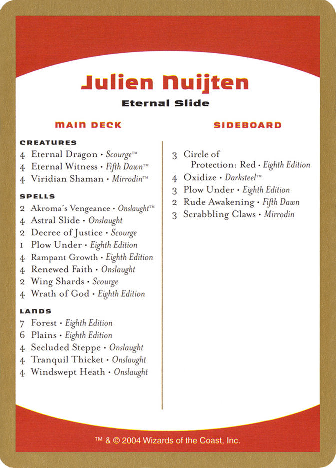 Julien Nuijten Decklist [World Championship Decks 2004] | Fandemonia Ltd