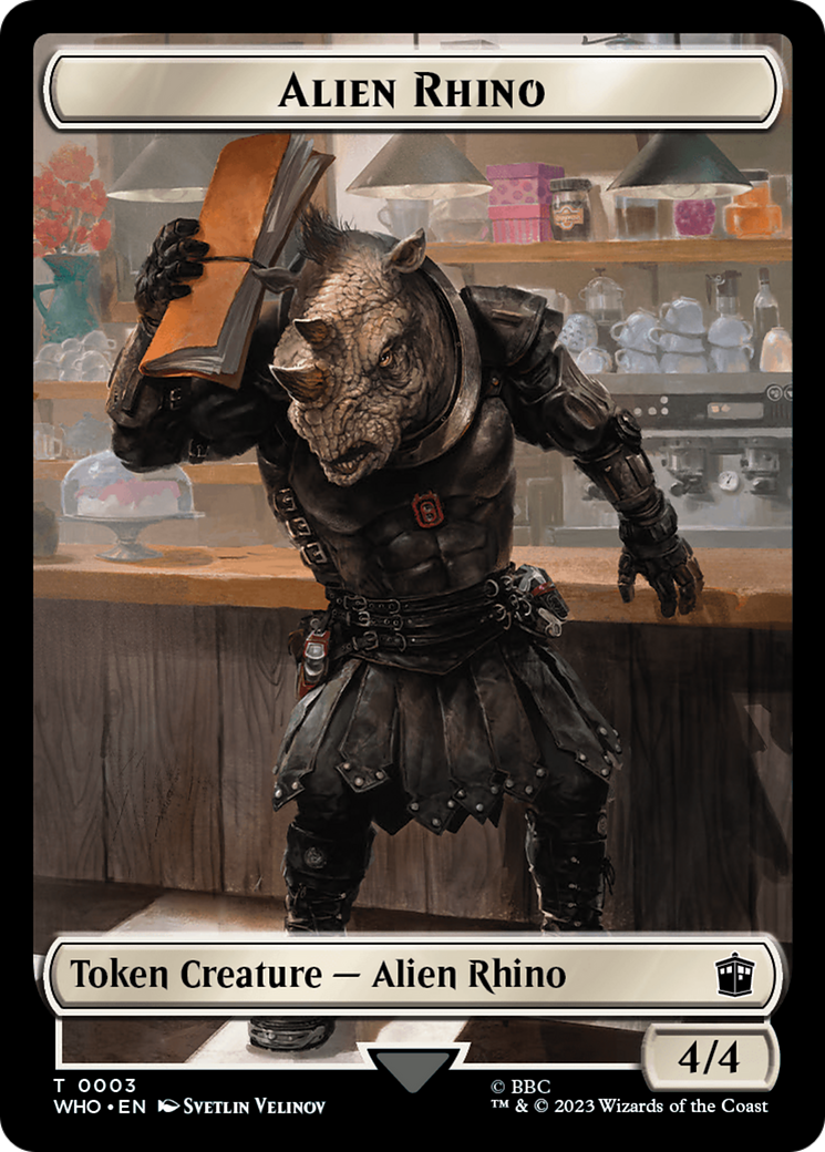 Alien Rhino // Cyberman Double-Sided Token [Doctor Who Tokens] | Fandemonia Ltd