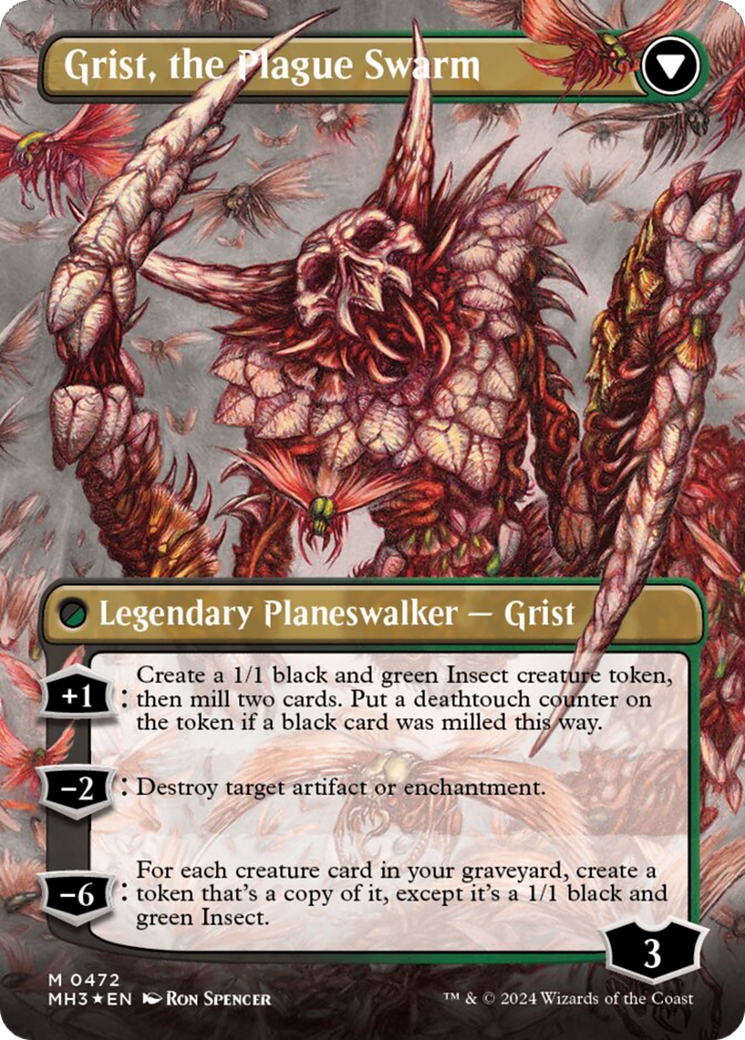 Grist, Voracious Larva // Grist, the Plague Swarm (Borderless) (Textured Foil) [Modern Horizons 3] | Fandemonia Ltd