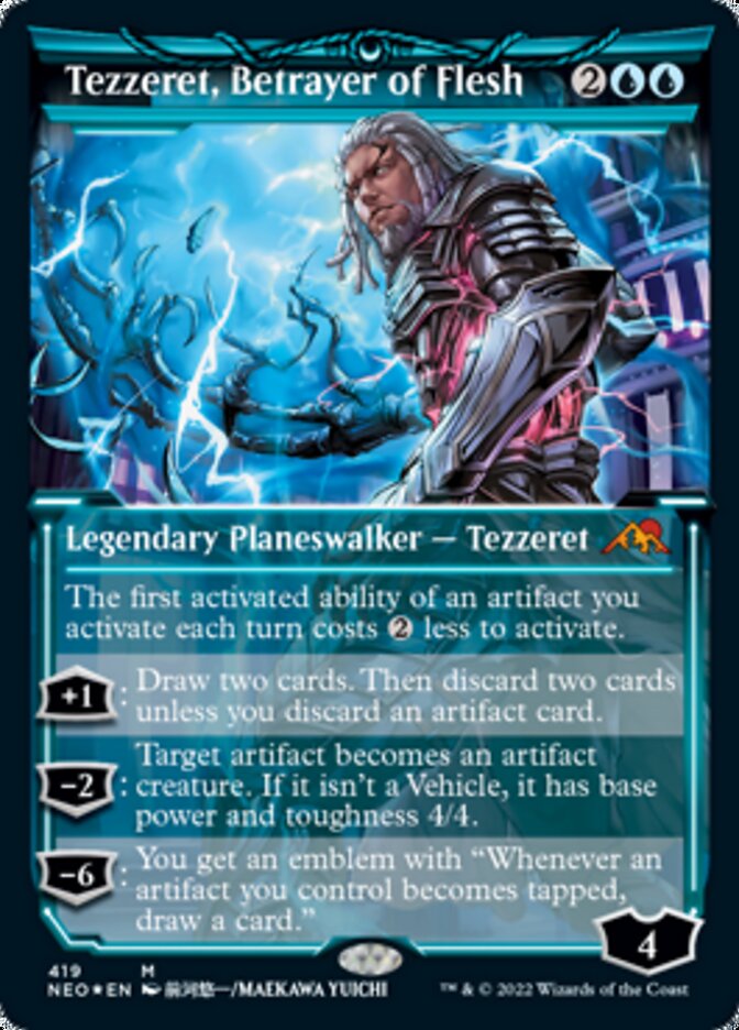 Tezzeret, Betrayer of Flesh (Showcase) (Foil Etched) [Kamigawa: Neon Dynasty] | Fandemonia Ltd