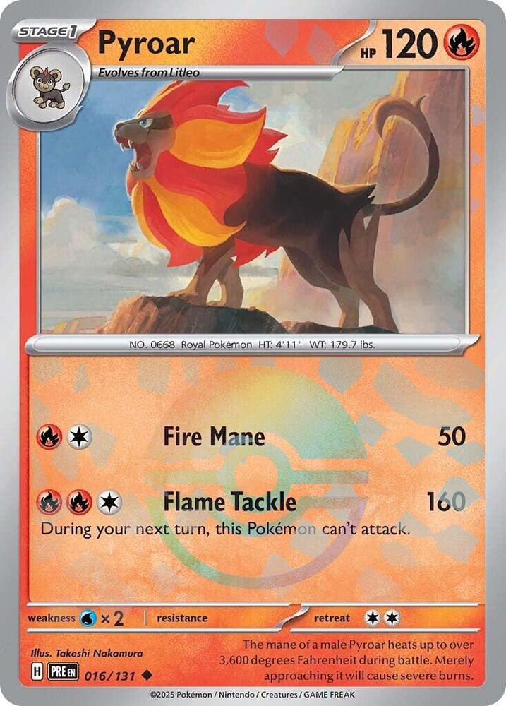 Pyroar (016/131) (Poke Ball Pattern) [Scarlet & Violet: Prismatic Evolutions] | Fandemonia Ltd