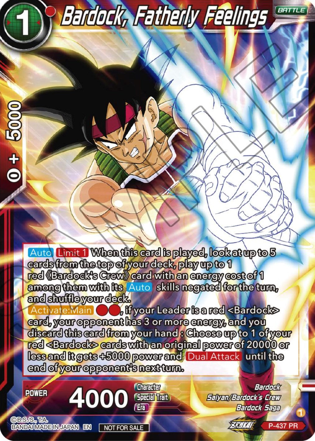 Bardock, Fatherly Feelings (Zenkai Series Tournament Pack Vol.2) (P-437) [Tournament Promotion Cards] | Fandemonia Ltd