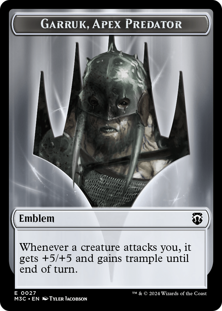 Garruk, Apex Predator Emblem // Saproling Double-Sided Token [Modern Horizons 3 Commander Tokens] | Fandemonia Ltd