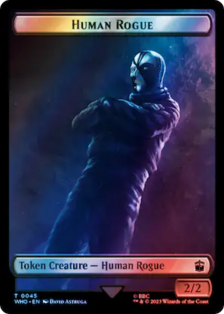 Human Rogue // Dinosaur Double-Sided Token (Surge Foil) [Doctor Who Tokens] | Fandemonia Ltd