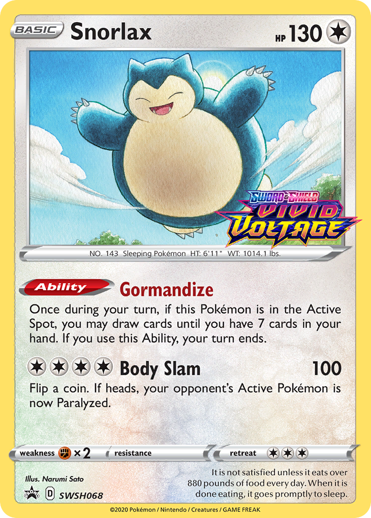 Snorlax (SWSH068) (Prerelease Promo) [Sword & Shield: Black Star Promos] | Fandemonia Ltd