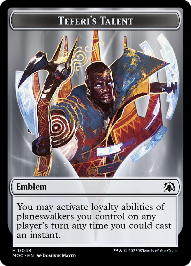 Phyrexian Myr // Teferi's Talent Emblem Double-Sided Token [March of the Machine Tokens] | Fandemonia Ltd