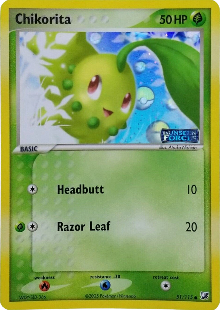 Chikorita (51/115) (Stamped) [EX: Unseen Forces] | Fandemonia Ltd