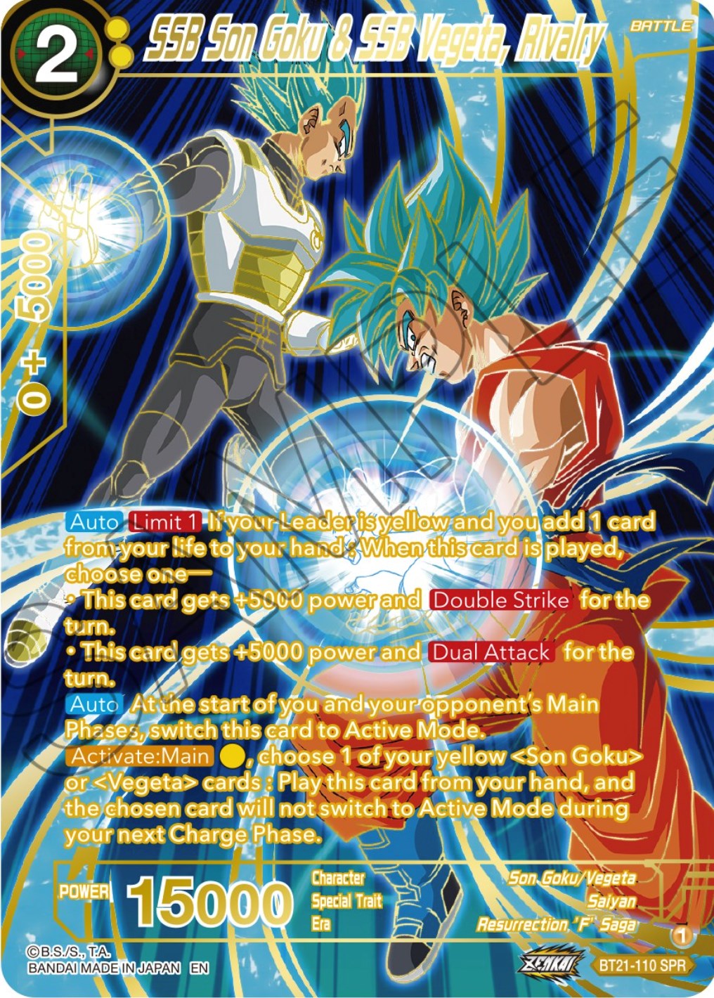 SSB Son Goku & SSB Vegeta, Rivalry (SPR) (BT21-110) [Wild Resurgence] | Fandemonia Ltd