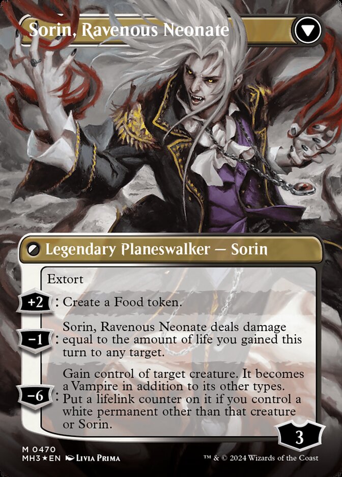 Sorin of House Markov // Sorin, Ravenous Neonate (Borderless) (Textured Foil) [Modern Horizons 3] | Fandemonia Ltd