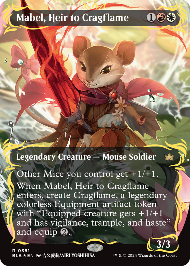 Mabel, Heir to Cragflame (Borderless) (Raised Foil) [Bloomburrow] | Fandemonia Ltd