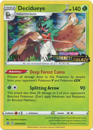 Decidueye (SWSH035) (Staff Prerelease Promo) [Sword & Shield: Black Star Promos] | Fandemonia Ltd