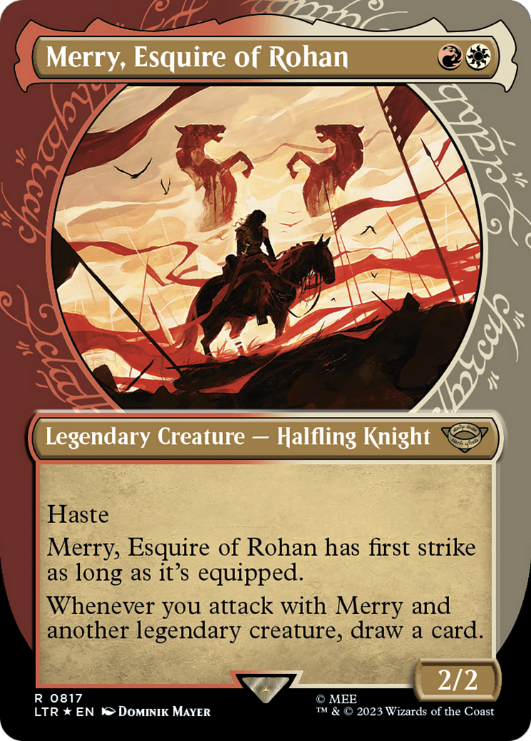 Merry, Esquire of Rohan (Showcase) (Surge Foil) [The Lord of the Rings: Tales of Middle-Earth] | Fandemonia Ltd