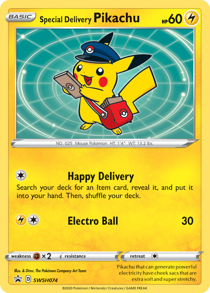 Special Delivery Pikachu (SWSH074) [Sword & Shield: Black Star Promos] | Fandemonia Ltd