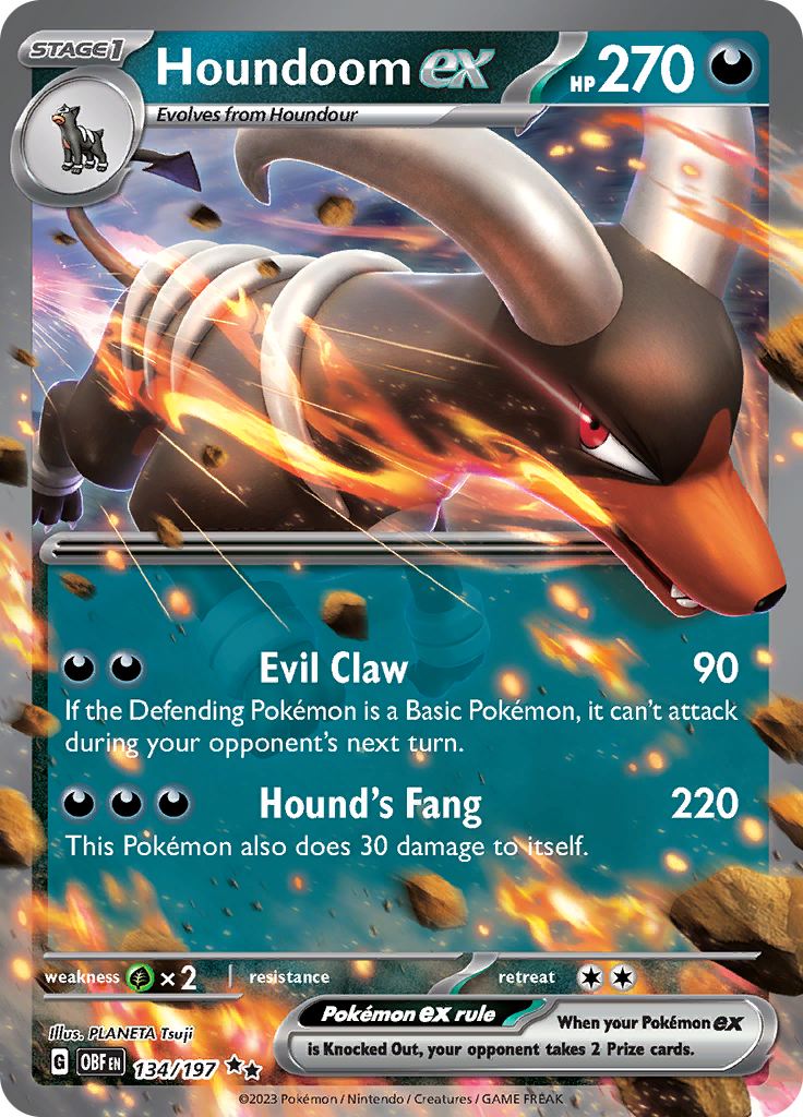 Houndoom ex (134/197) [Scarlet & Violet: Obsidian Flames] | Fandemonia Ltd