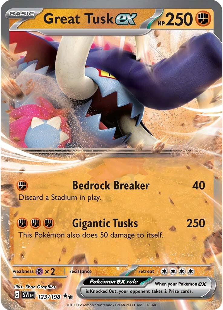 Great Tusk ex (123/198) [Scarlet & Violet: Base Set] | Fandemonia Ltd