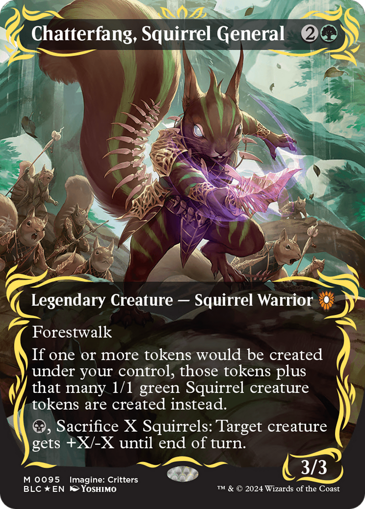 Chatterfang, Squirrel General (Borderless) (Raised Foil) [Bloomburrow Commander] | Fandemonia Ltd