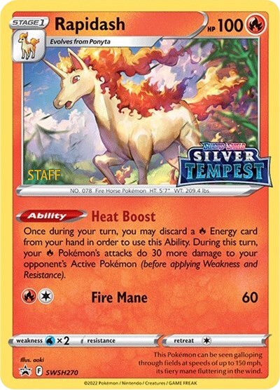 Rapidash (SWSH270) (Prerelease) (Staff) [Sword & Shield: Black Star Promos] | Fandemonia Ltd