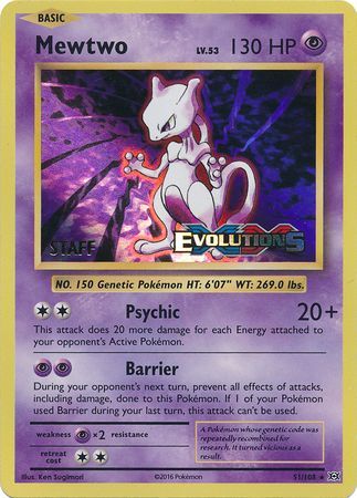 Mewtwo (51/108) (XY Evolutions Staff Prerelease) [XY: Black Star Promos] | Fandemonia Ltd