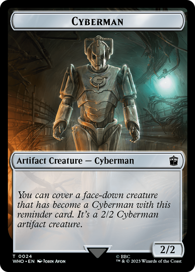 Human (0006) // Cyberman Double-Sided Token [Doctor Who Tokens] | Fandemonia Ltd