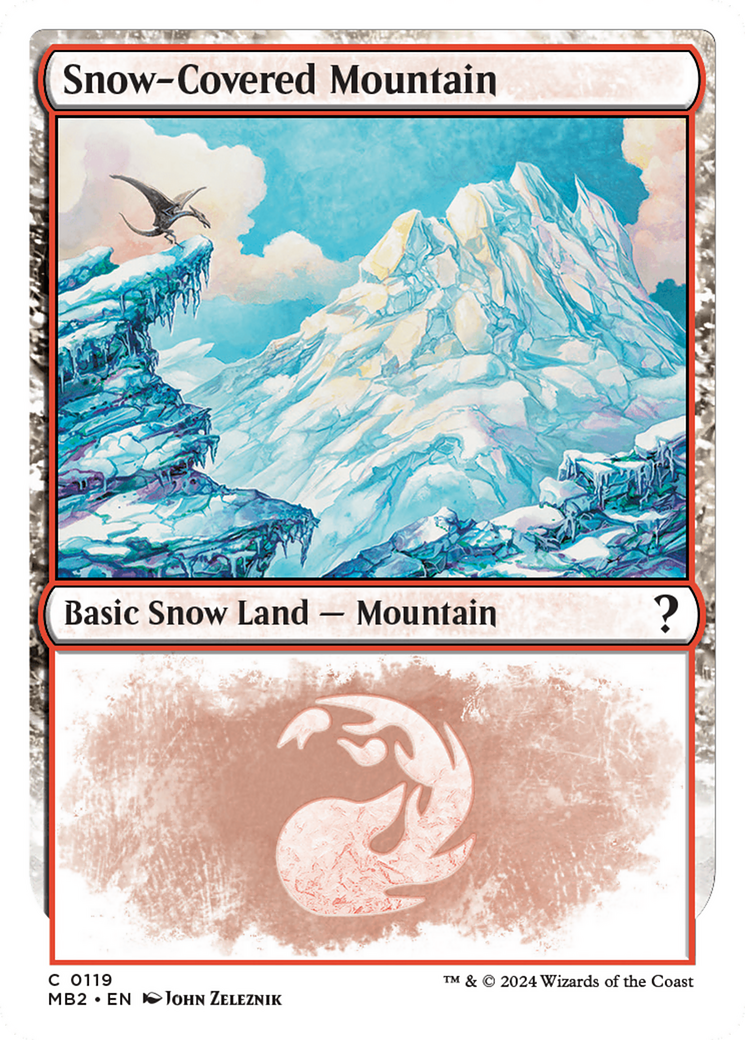 Snow-Covered Mountain (White Border) [Mystery Booster 2] | Fandemonia Ltd