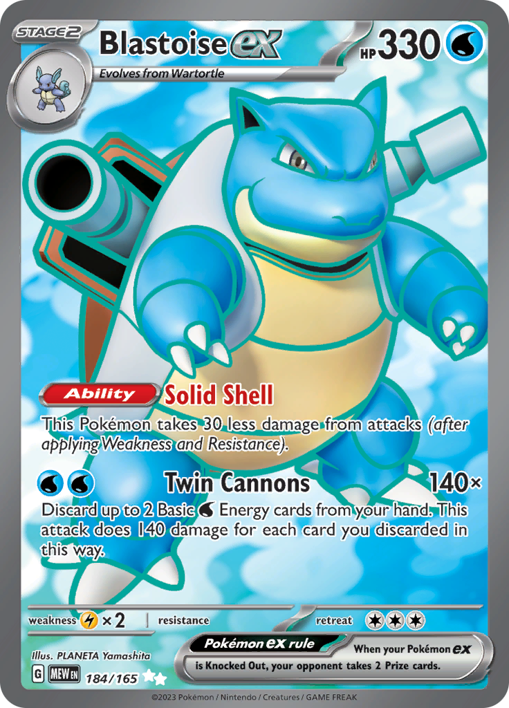 Blastoise ex (184/165) [Scarlet & Violet 151] | Fandemonia Ltd