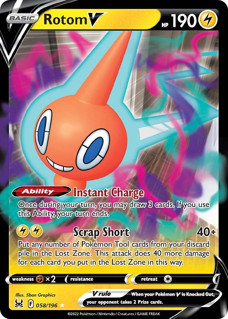 Rotom V (058/196) [Sword & Shield: Lost Origin] | Fandemonia Ltd