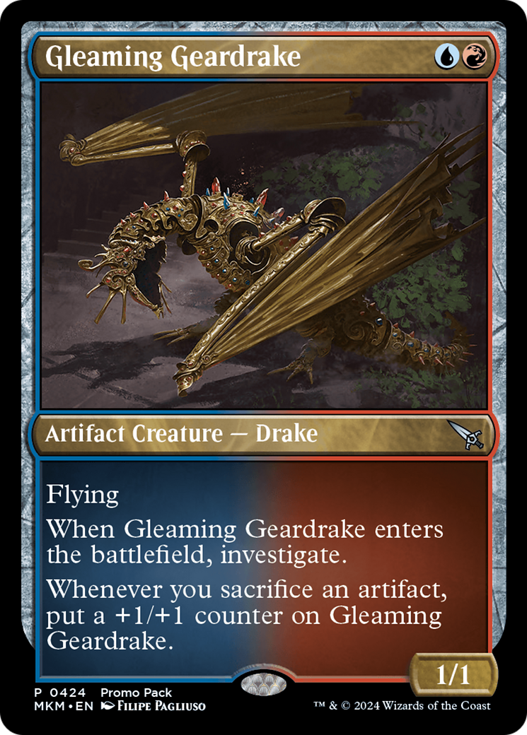 Gleaming Geardrake (Promo Pack) [Murders at Karlov Manor Promos] | Fandemonia Ltd