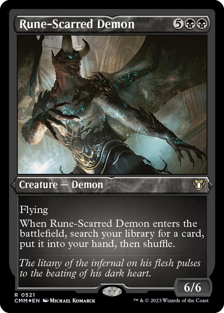 Rune-Scarred Demon (Foil Etched) [Commander Masters] | Fandemonia Ltd