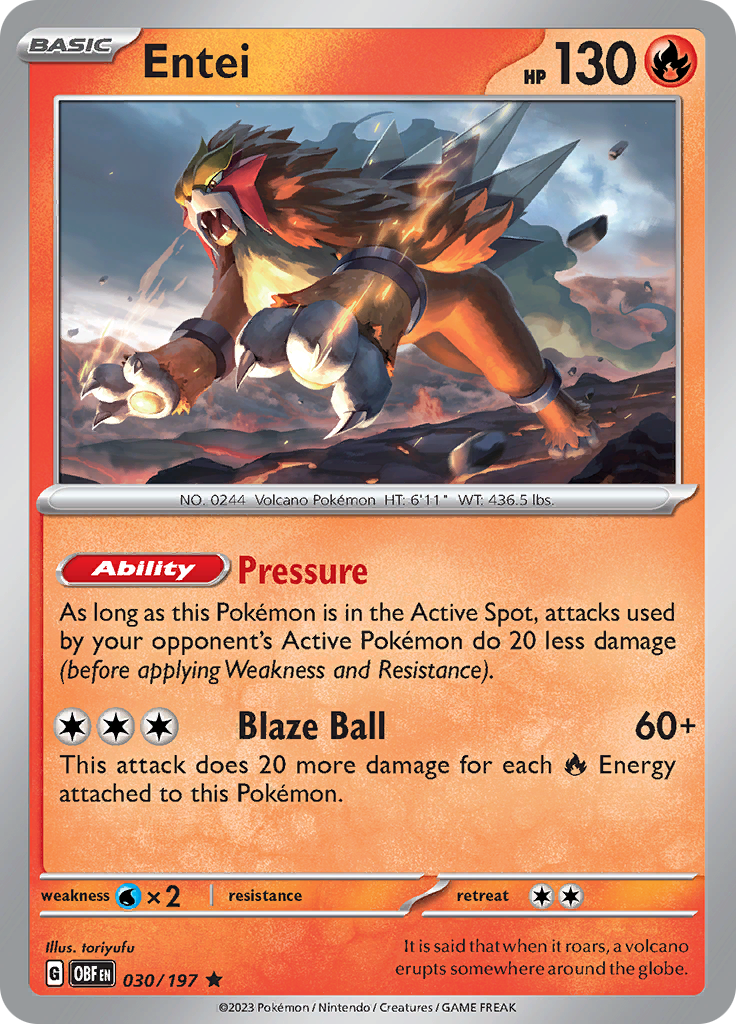 Entei (030/197) [Scarlet & Violet: Obsidian Flames] | Fandemonia Ltd