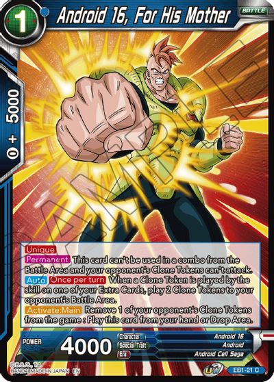 Android 16, For His Mother (EB1-21) [Battle Evolution Booster] | Fandemonia Ltd