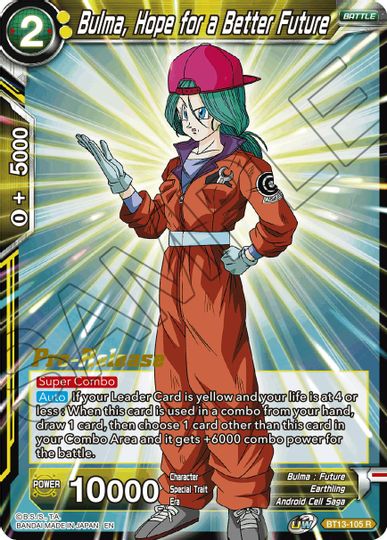 Bulma, Hope for a Better Future (BT13-105) [Supreme Rivalry Prerelease Promos] | Fandemonia Ltd