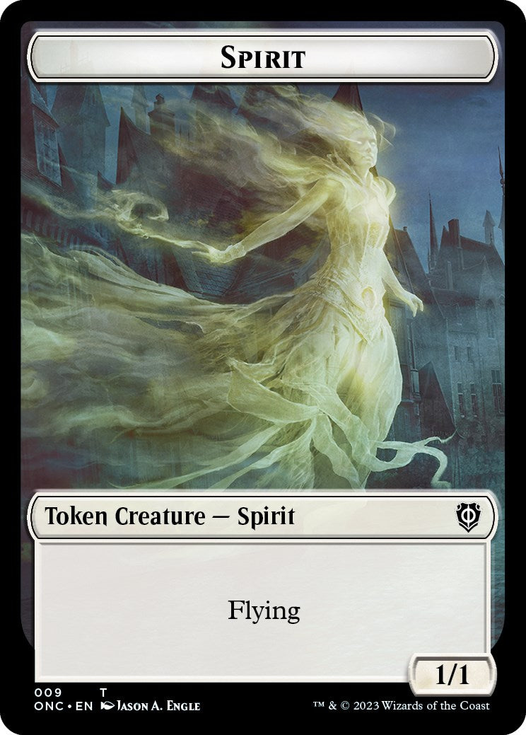 Human // Spirit Double-Sided Token [Phyrexia: All Will Be One Commander Tokens] | Fandemonia Ltd