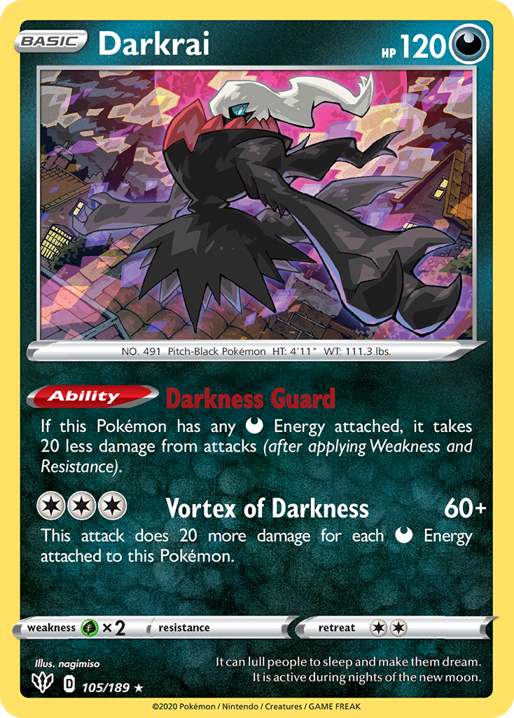 Darkrai (105/189) (Cosmos Holo) [Sword & Shield: Darkness Ablaze] | Fandemonia Ltd