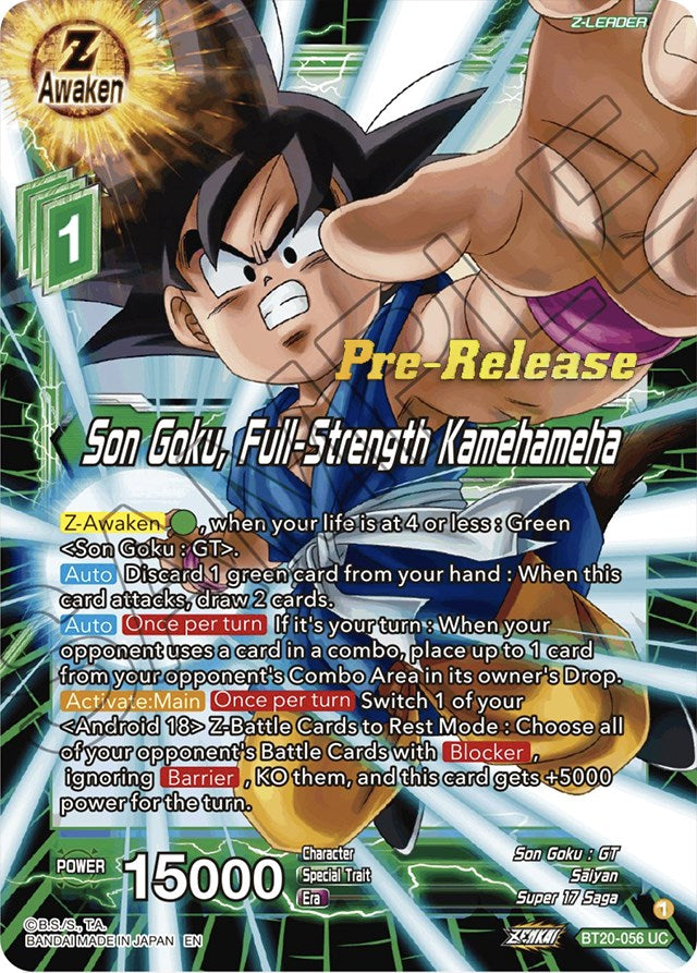 Son Goku, Full-Strength Kamehameha (BT20-056) [Power Absorbed Prerelease Promos] | Fandemonia Ltd