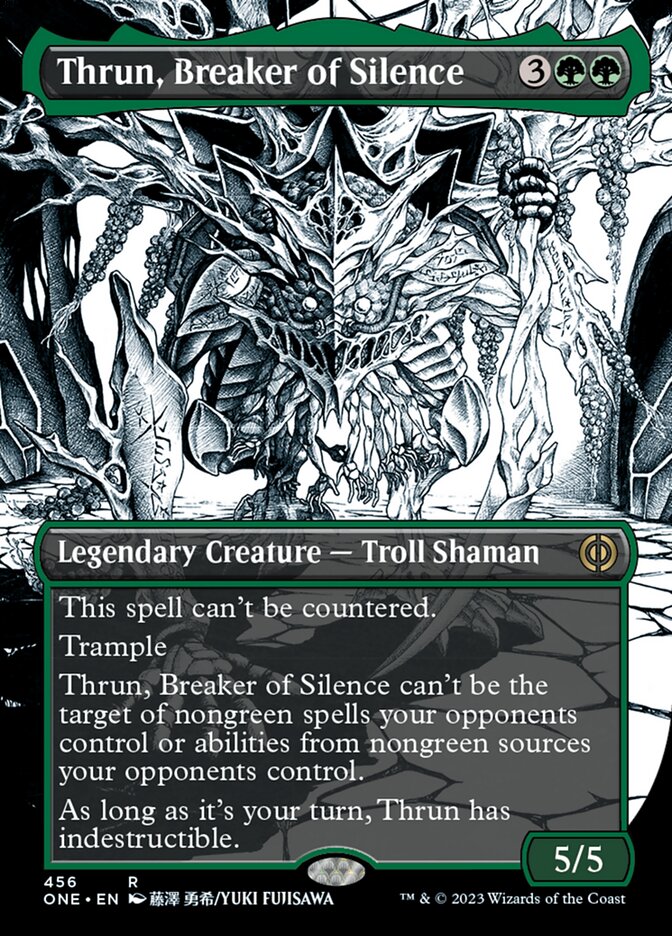 Thrun, Breaker of Silence (Borderless Manga Step-and-Compleat Foil) [Phyrexia: All Will Be One] | Fandemonia Ltd