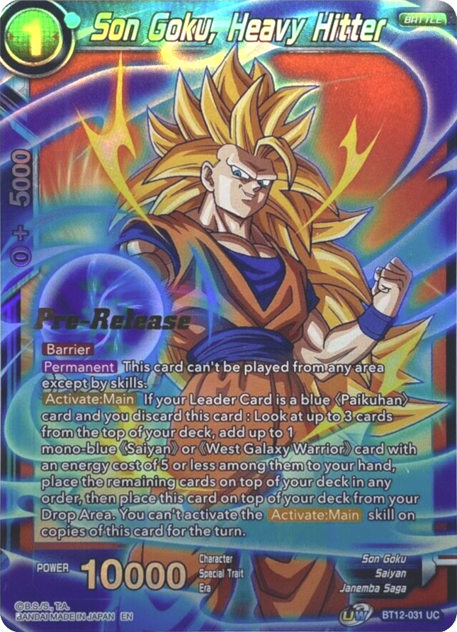 Son Goku, Heavy Hitter (BT12-031) [Vicious Rejuvenation Prerelease Promos] | Fandemonia Ltd