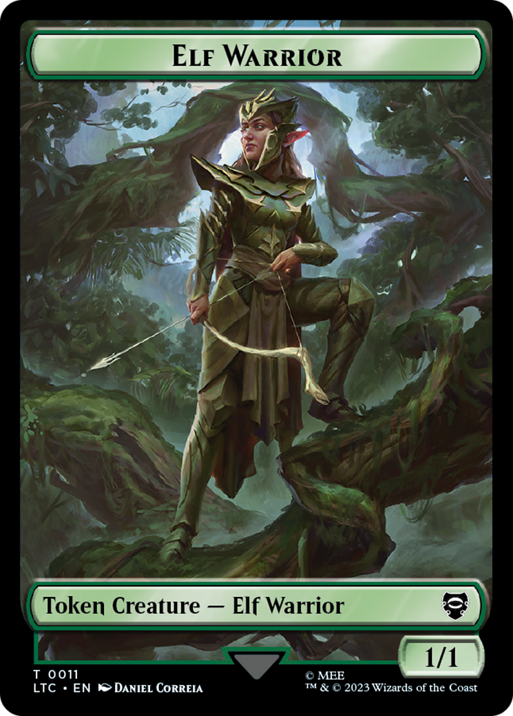 Elf Warrior // Treasure Double Sided Token [The Lord of the Rings: Tales of Middle-Earth Commander Tokens] | Fandemonia Ltd